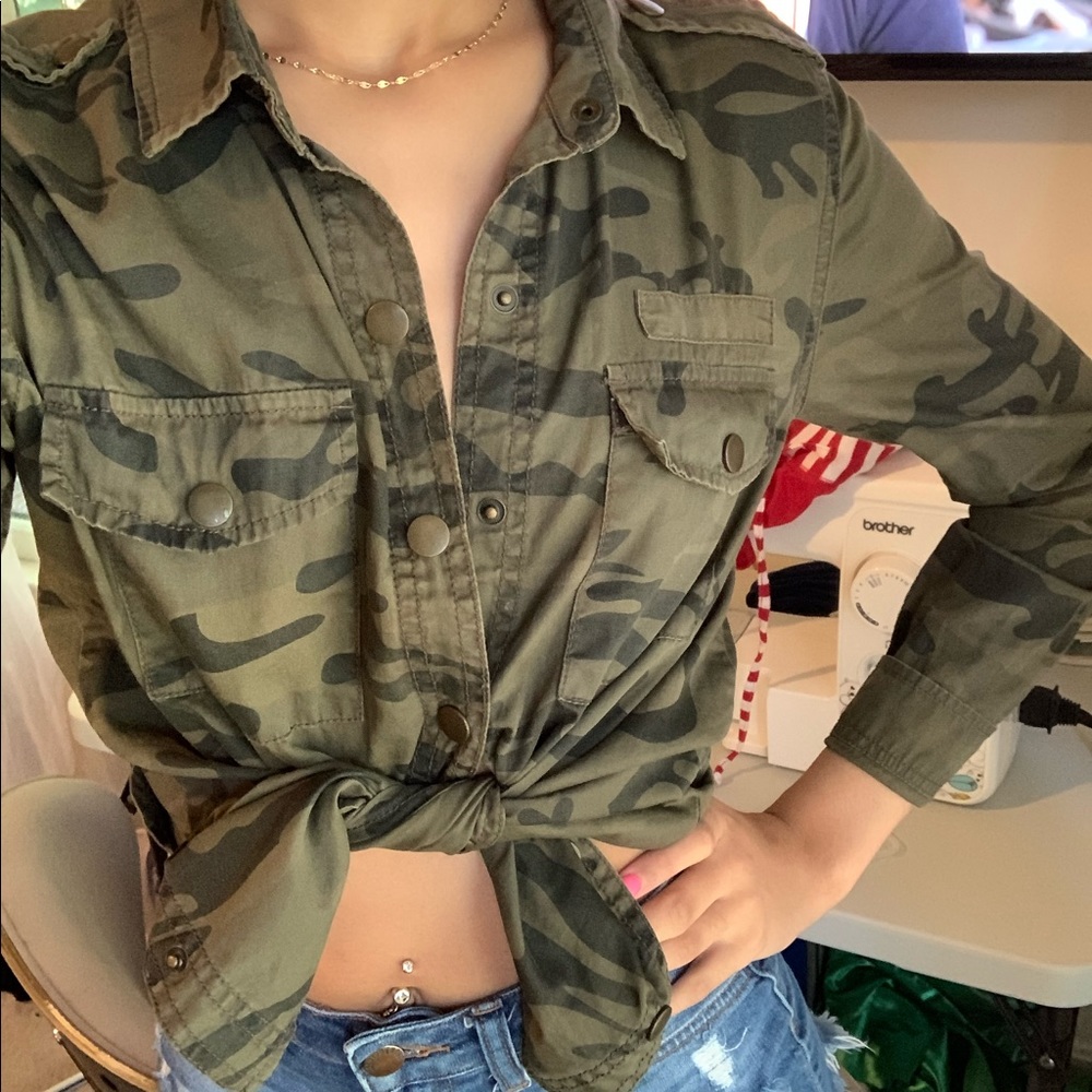 Cute button up camouflage blouse